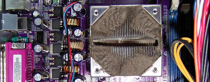 Caked dust on CPU.